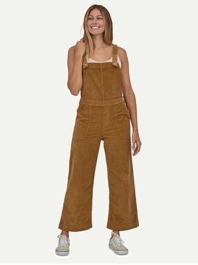 Patagonia Women's Stand Up Cropped Overalls NEW NWT Size 6 Corduroy Brown Camel